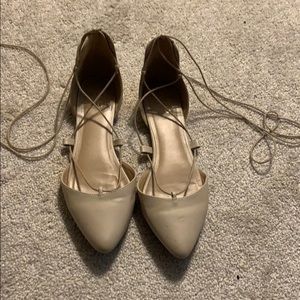 lace up nude flats